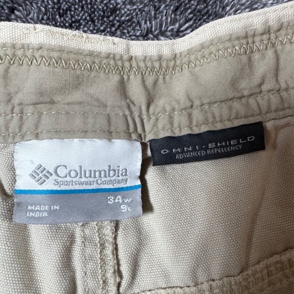 Columbia Mens 34w 9L Omni-Shield Cotton Canvas Cargo Shorts Tan Khaki 1192 - Picture 3 of 8